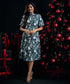 Puffed Sleeve Printed Chiffon Dress